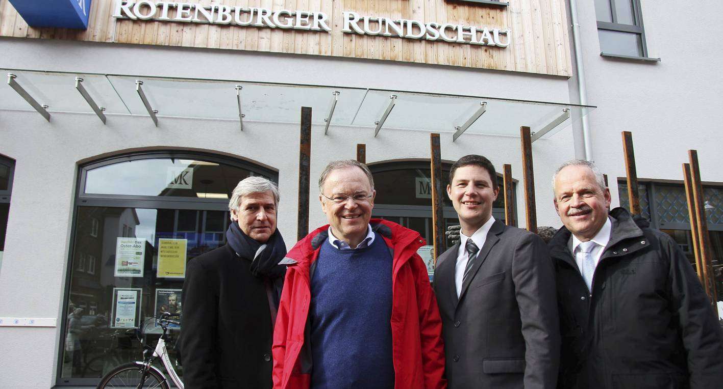 Ralf Borngräber (von links), Stephan Weil, Tobias Koch und Andreas Weber waren in Rotenburg unterwegs. Foto: Nina Baucke