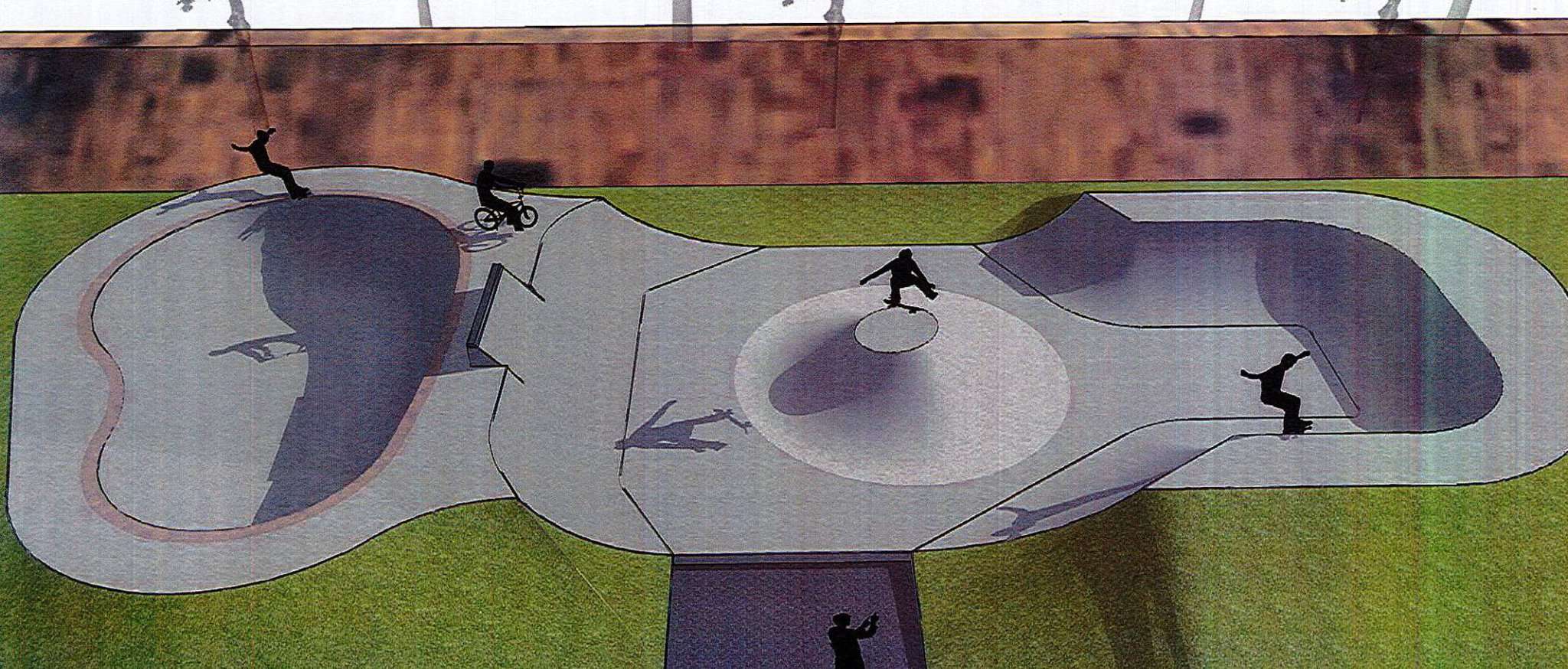 Der neue Skatepark in der Nähe des Rotenburger Bahnhofs soll mit einer Halfpipe, Flow-Elementen und einem Bowl ausgestattet sein. Das zeigt der Entwurf der Firma Skateshapes.