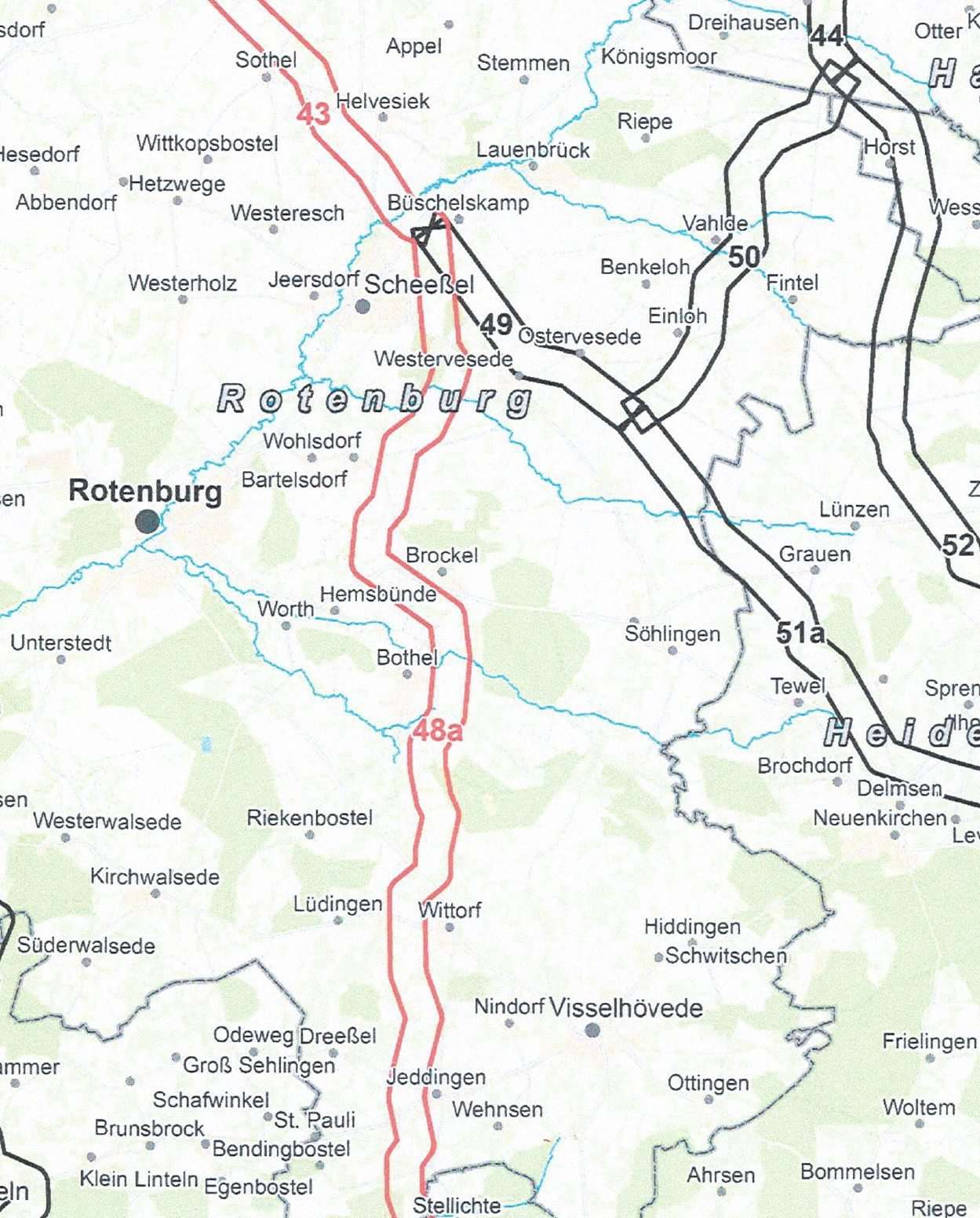 Die Trasse 48a durchquert das Visselhöveder Stadtgebiet.