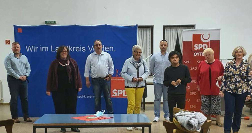 Die SPD-Oyten hat einen neuen Vorstand: Marcus Neumann (von links), Cornelia Thoelken, Ralf Großklaus, Gerda Großklaus, Felix Fichtner, Jannik Woelki, Erika Neumann und Petra Begemann.